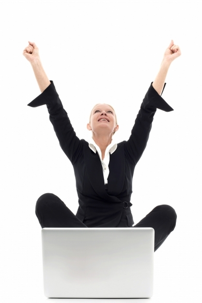Woman Sat At A Laptop by Stefano Valle